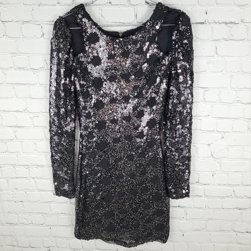 BLESSED ARE THE MEEK | sequin cutout party cocktail dress